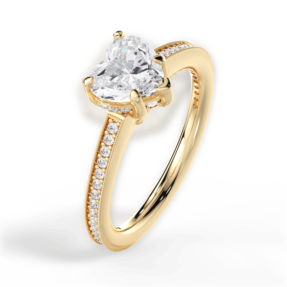 Janet Heart Cut Lab Grown Diamond 18Kt Yellow Gold Engagement Ring - View 3