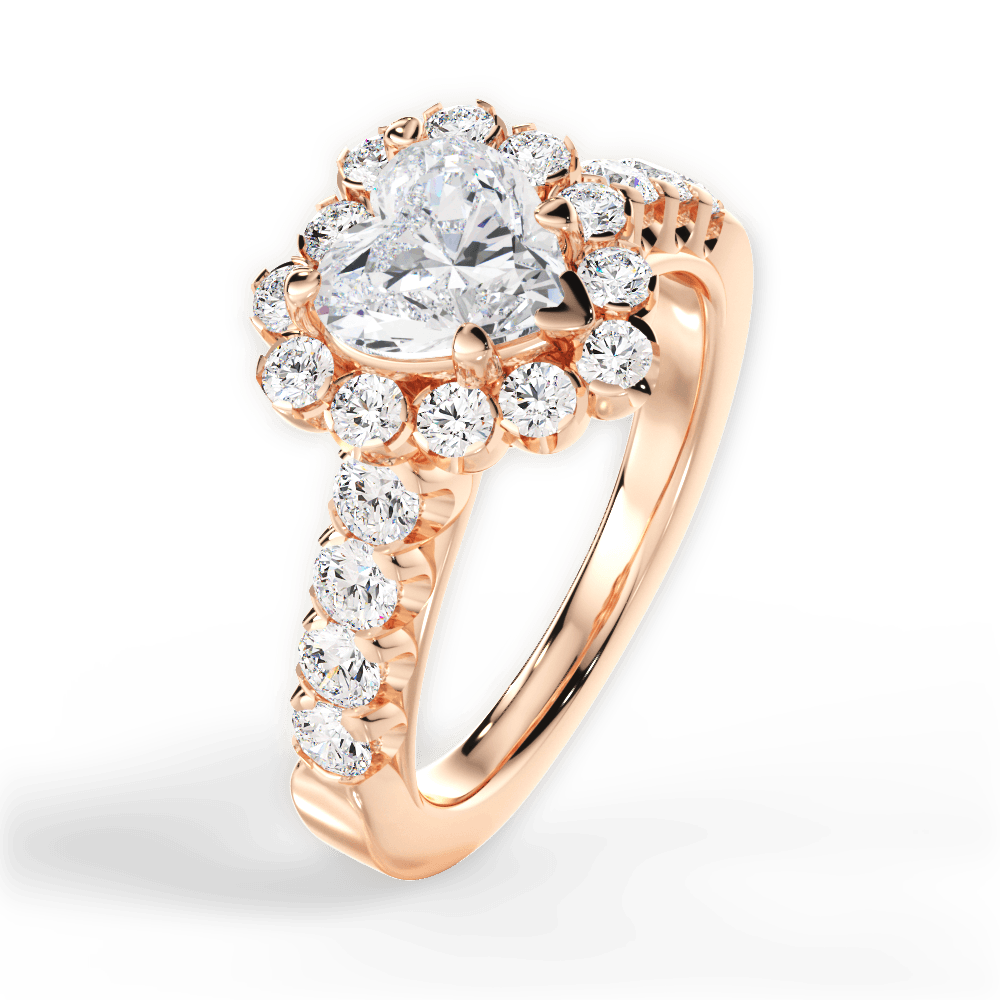 Lacey Heart Cut Lab Grown Diamond 18Kt Rose Gold Engagement Ring - View 2