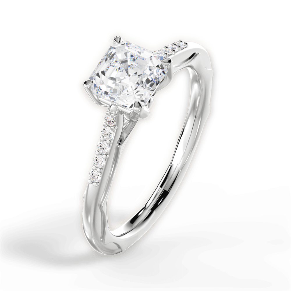 Christina Asscher Cut Lab Grown Diamond 14Kt White Gold Engagement Ring - View 4
