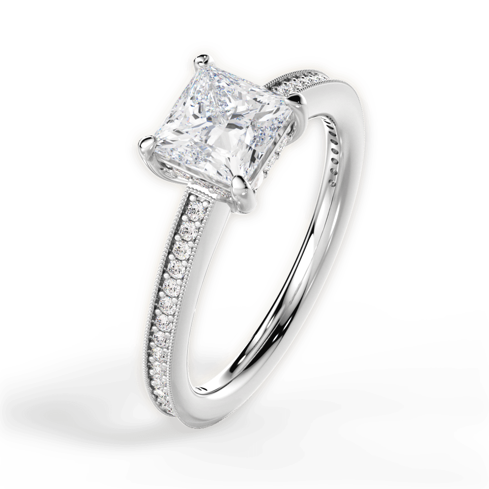 Janet Princess Cut Lab Grown Diamond 18Kt White Gold Engagement Ring - View 2
