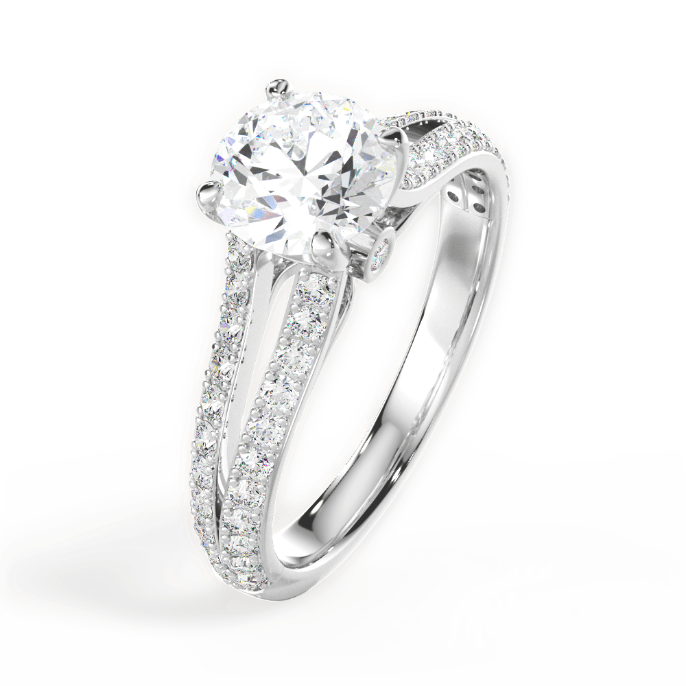 Kendra Round Cut Lab Grown Diamond 18Kt White Gold Engagement Ring - View 2