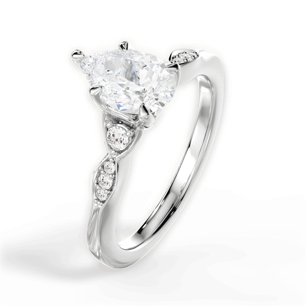 Cassie Pear Cut Lab Grown Diamond 14Kt White Gold Engagement Ring - View 4