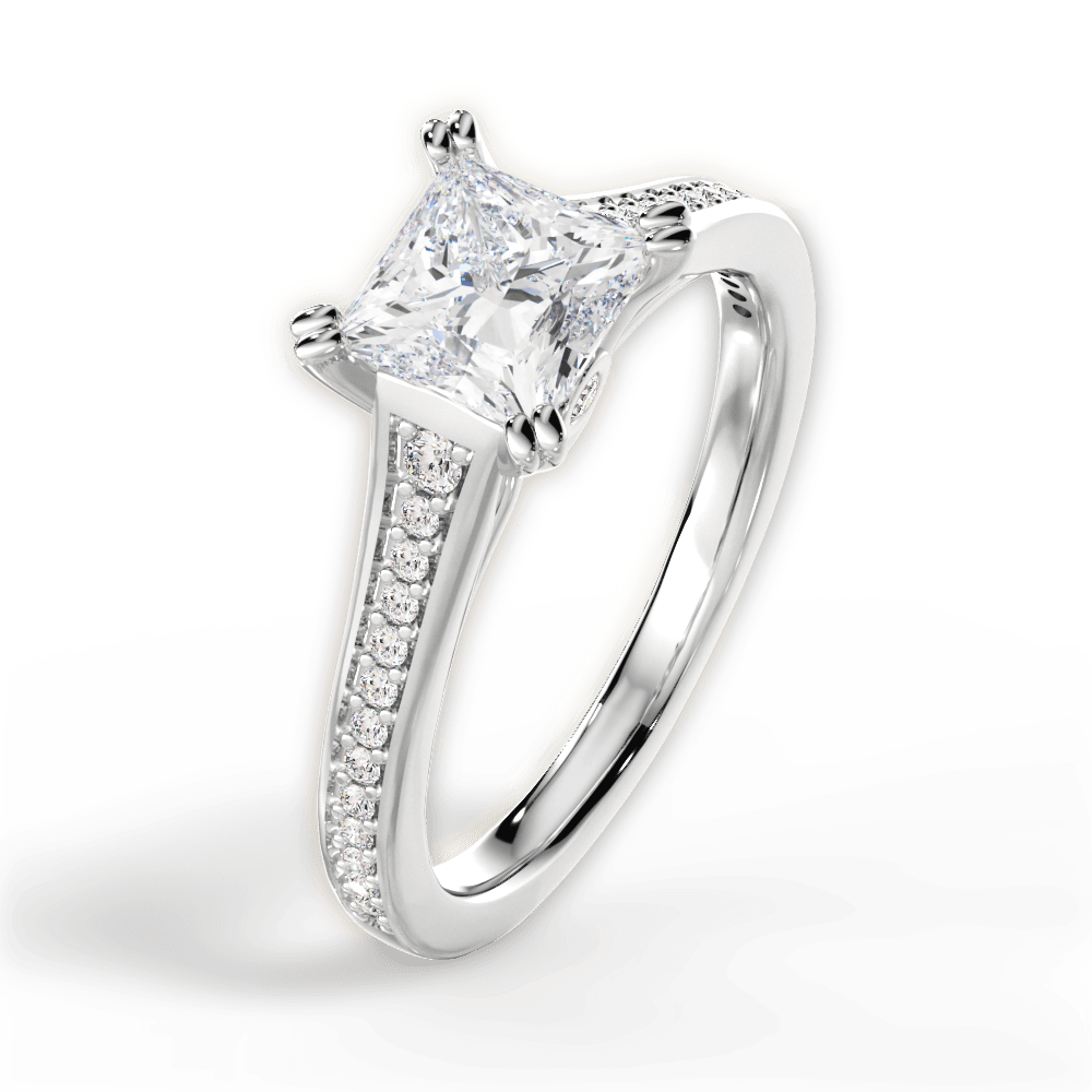 Delia Princess Cut Lab Grown Diamond Platinum Engagement Ring - View 2