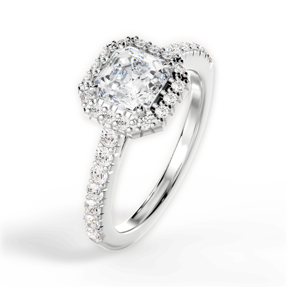 Kathleen Asscher Cut Lab Grown Diamond 18Kt White Gold Engagement Ring - View 3