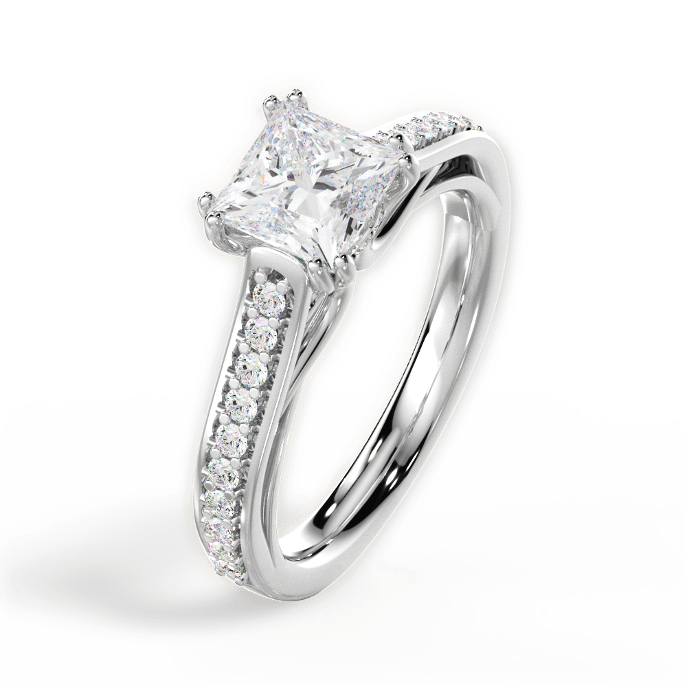 Deborah Princess Cut Lab Grown Diamond 14Kt White Gold Engagement Ring - View 3