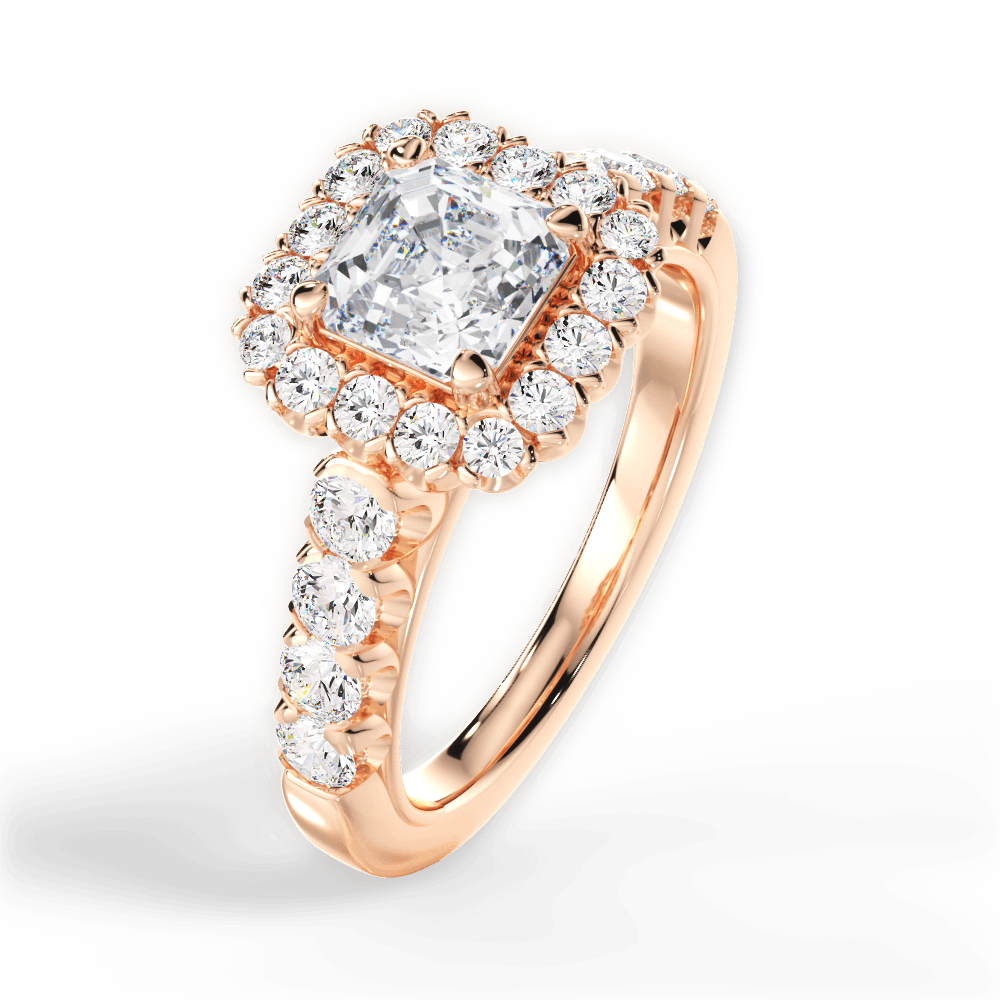 Lacey Asscher Cut Lab Grown Diamond 18Kt Rose Gold Engagement Ring - View 2