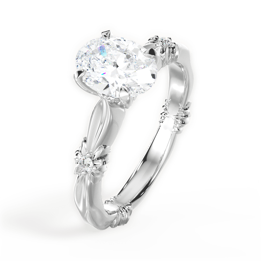 Claire Oval Cut Lab Grown Diamond 14Kt White Gold Engagement Ring - View 3