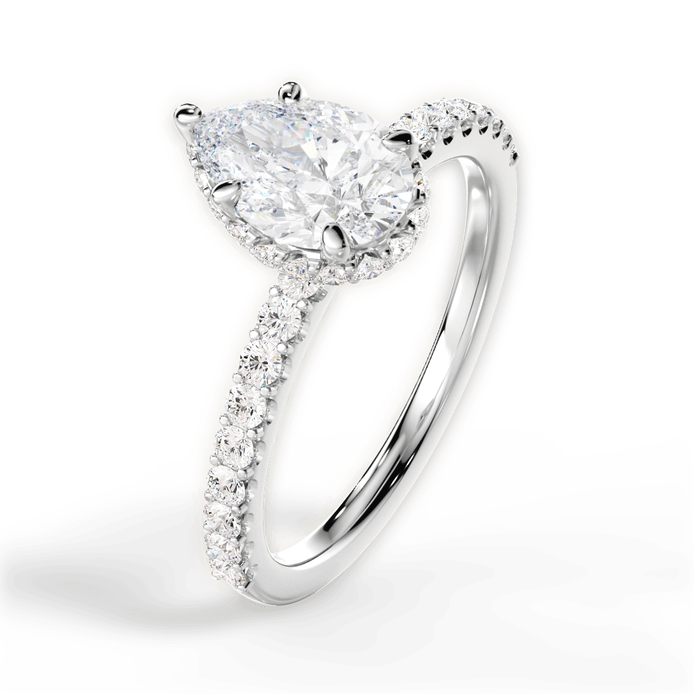 Isabella Pear Cut Lab Grown Diamond Platinum Engagement Ring - View 4