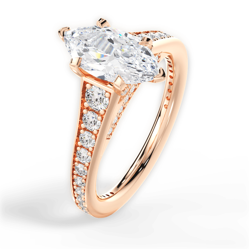 Leslie Marquise Cut Lab Grown Diamond 18Kt Rose Gold Engagement Ring - View 2