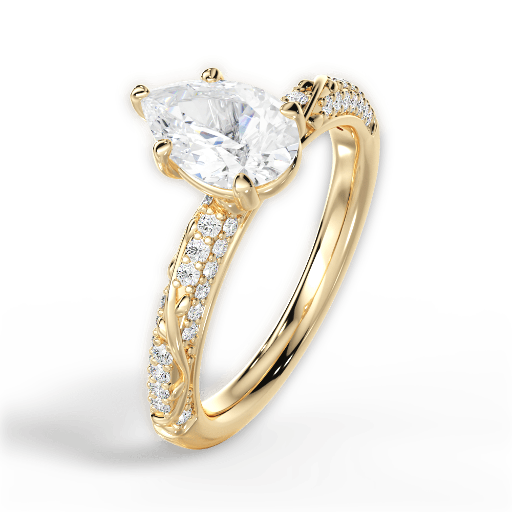 Gloria Pear Cut Lab Grown Diamond 18Kt Yellow Gold Engagement Ring - View 3