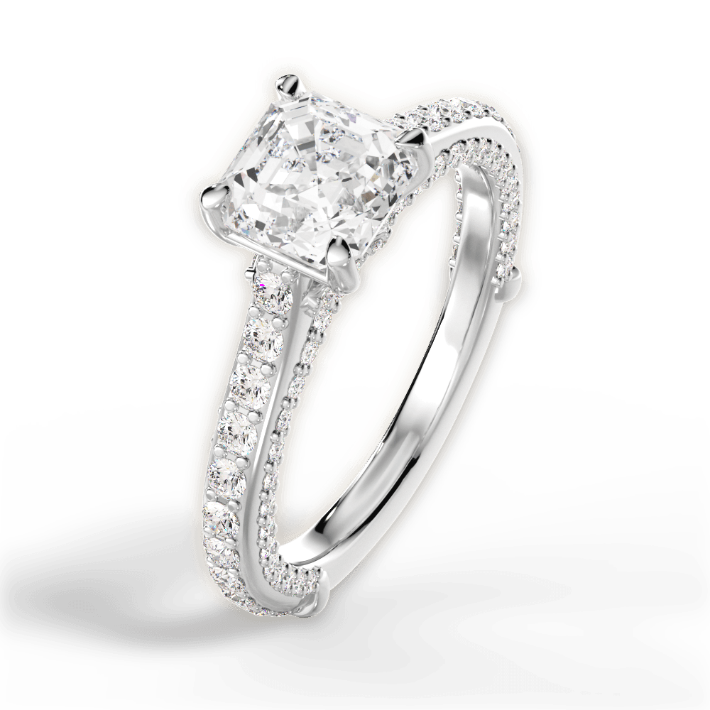 Lindsay Asscher Cut Lab Grown Diamond 14Kt White Gold Engagement Ring - View 2