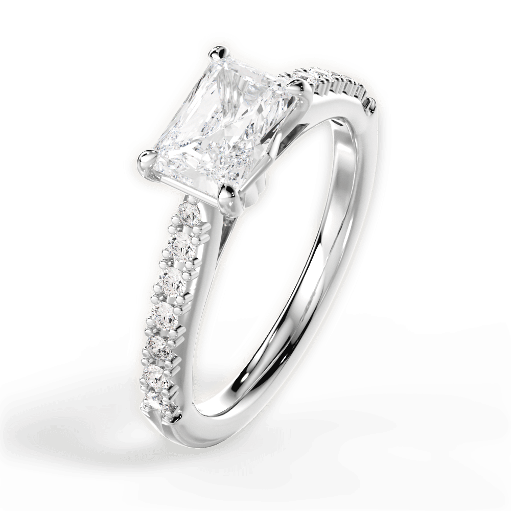 Diane Radiant Cut Lab Grown Diamond 14Kt White Gold Engagement Ring - View 2