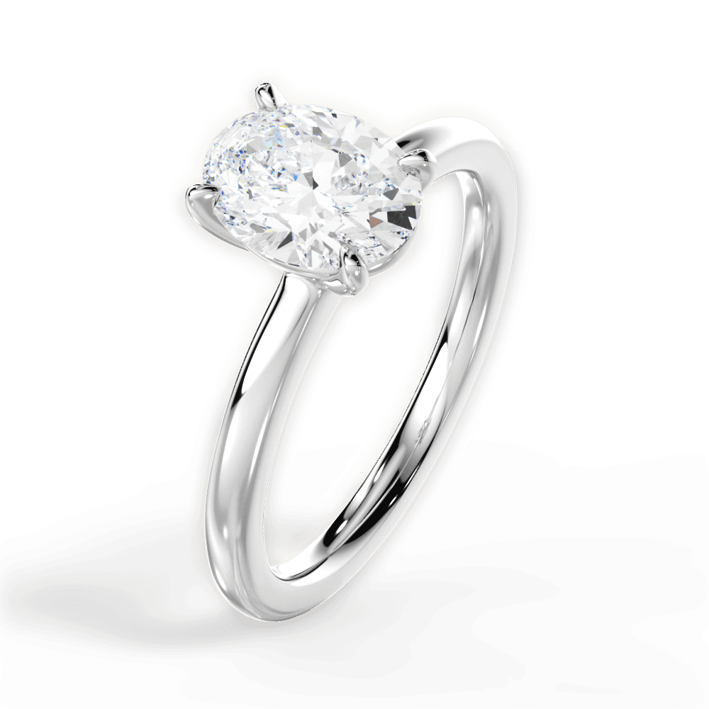Angela Oval Cut Lab Grown Diamond 18Kt White Gold Engagement Ring - View 4