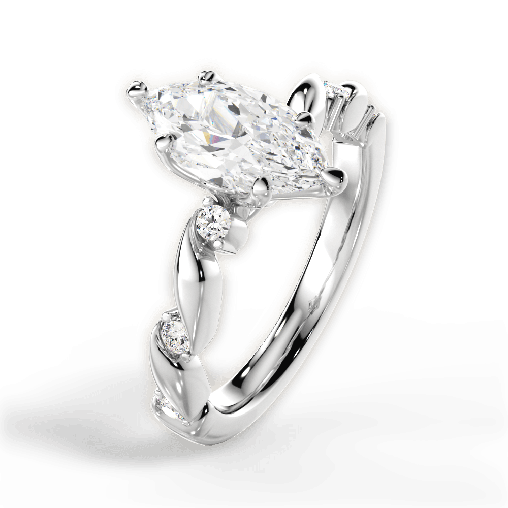 Emma Marquise Cut Lab Grown Diamond 14Kt White Gold Engagement Ring - View 2