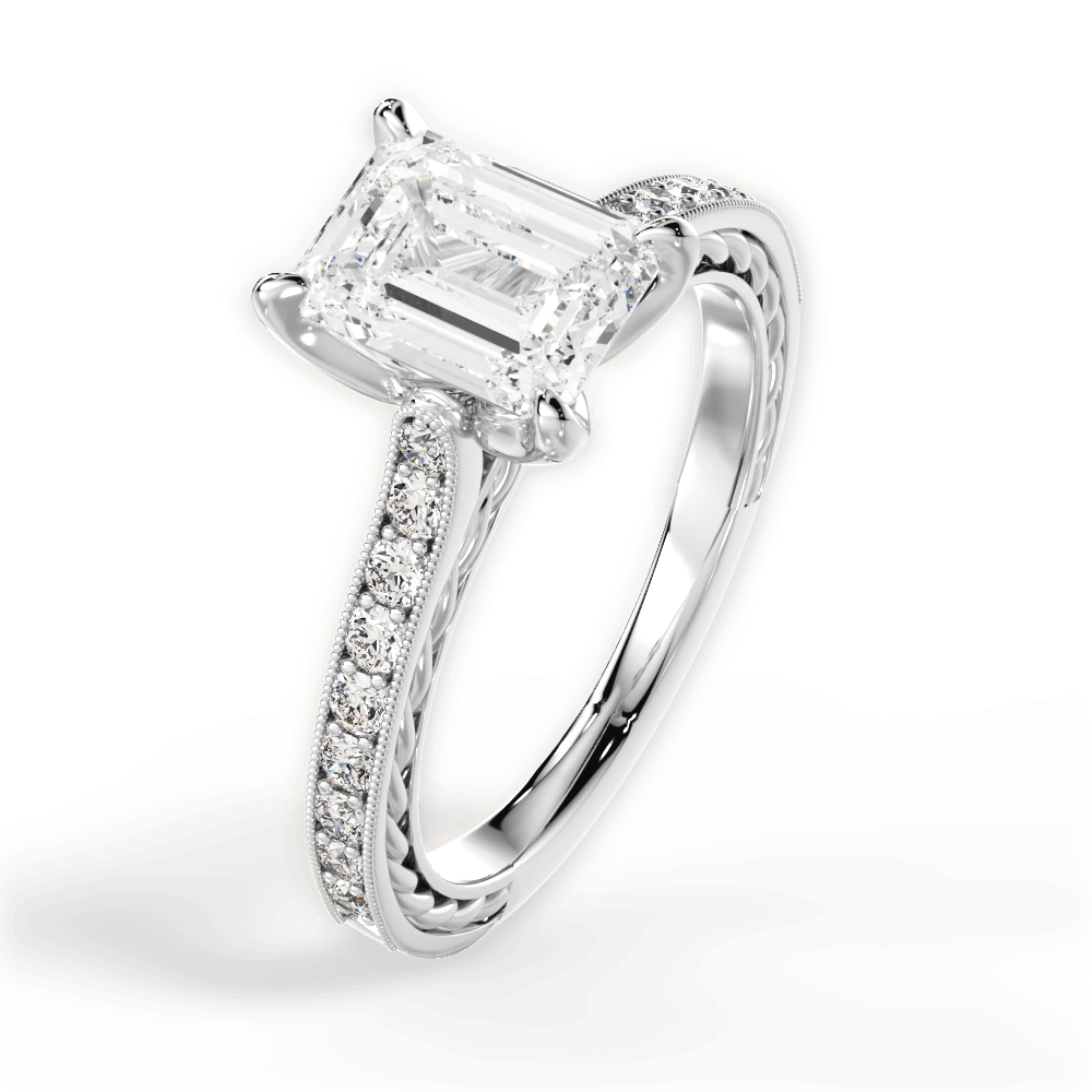 Gilda Emerald Cut Lab Grown Diamond Platinum Engagement Ring - View 3