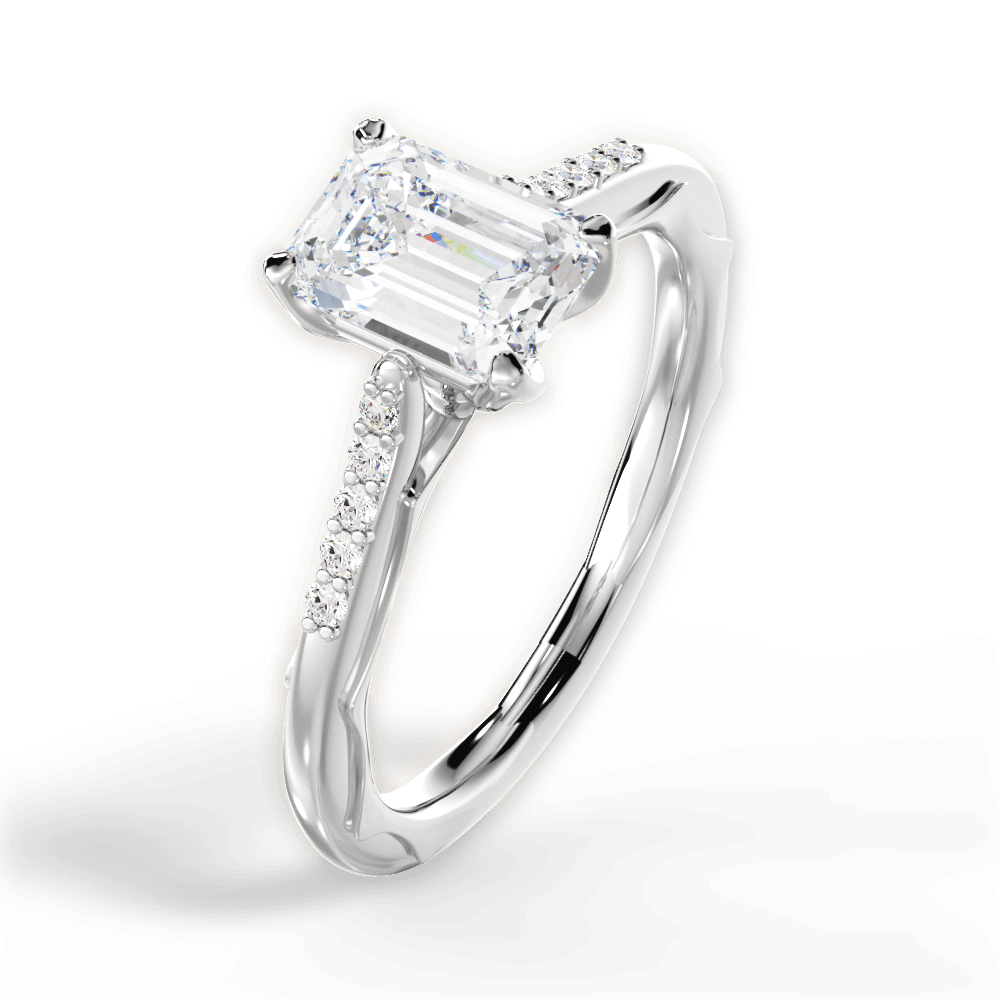 Christina Emerald Cut Lab Grown Diamond 18Kt White Gold Engagement Ring - View 4