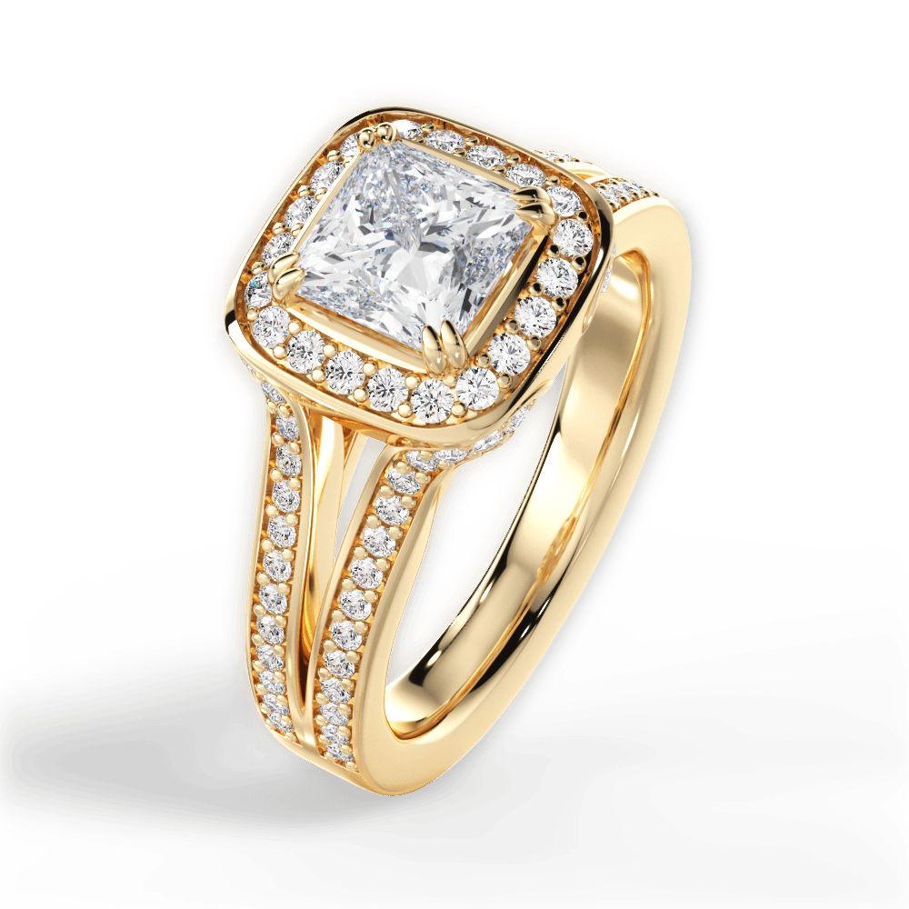 Mackenzie Princess Cut Lab Grown Diamond 18Kt Yellow Gold Engagement Ring - View 4