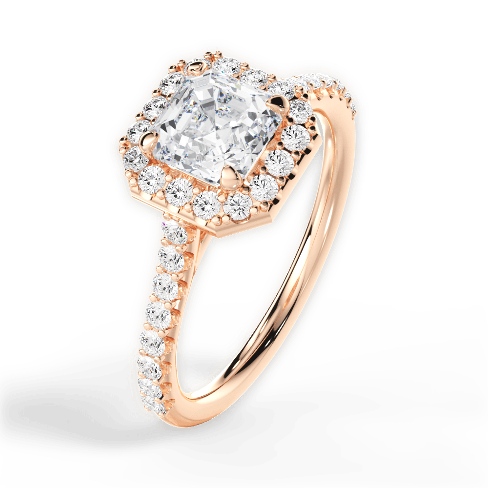 Leah Asscher Cut Lab Grown Diamond 18Kt Rose Gold Engagement Ring - View 4