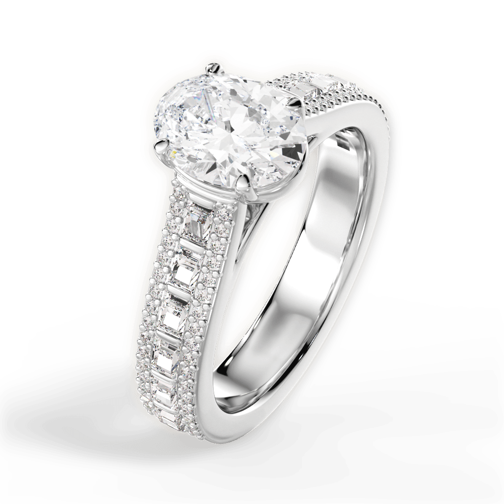 Lynn Oval Cut Lab Grown Diamond 18Kt White Gold Engagement Ring - View 2