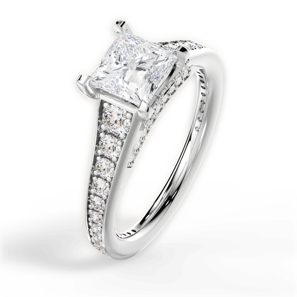 Leslie Princess Cut Lab Grown Diamond 14Kt White Gold Engagement Ring - View 4