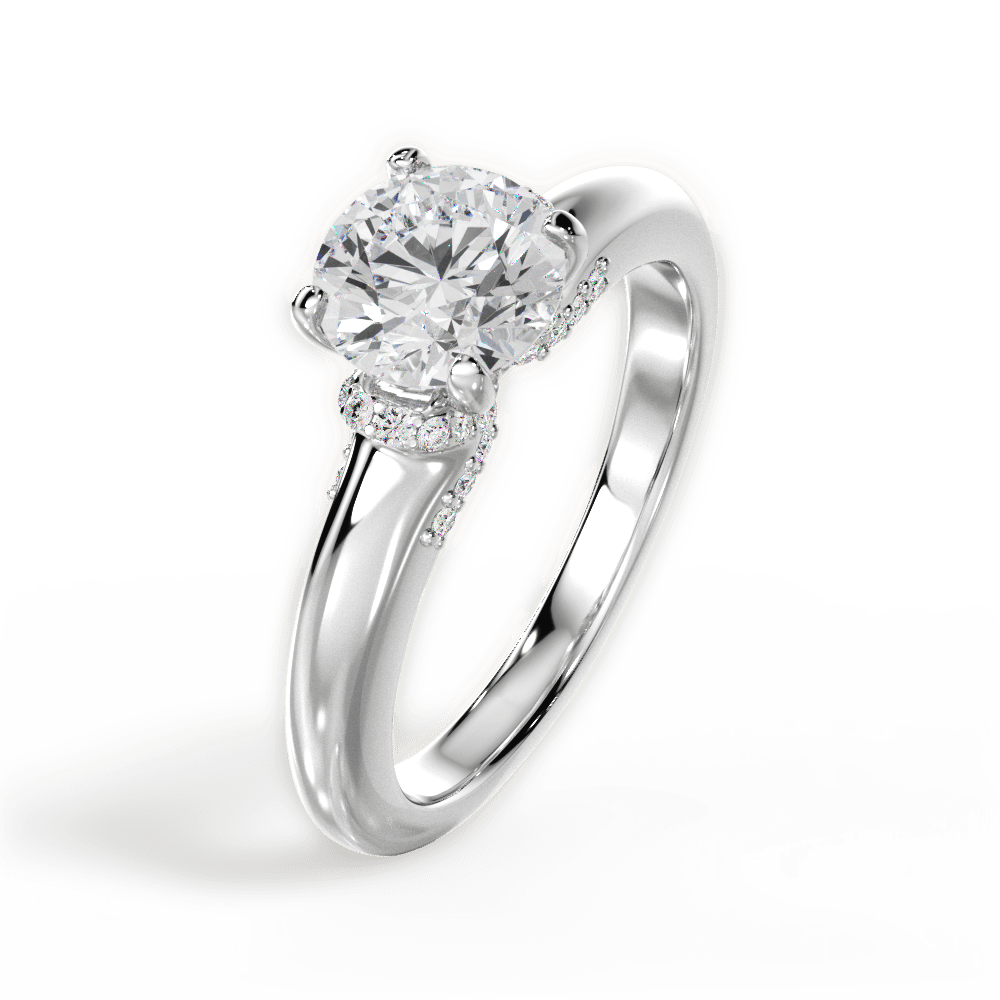 Florence Round Cut Lab Grown Diamond 18Kt White Gold Engagement Ring - View 2