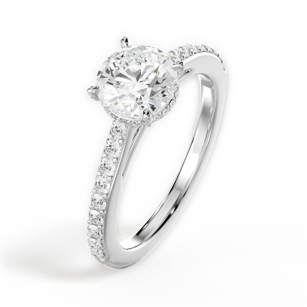 Joan Round Cut Lab Grown Diamond 18Kt White Gold Engagement Ring - View 4