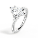 Cynthia Marquise Cut Lab Grown Diamond 18Kt White Gold Engagement Ring - View 3
