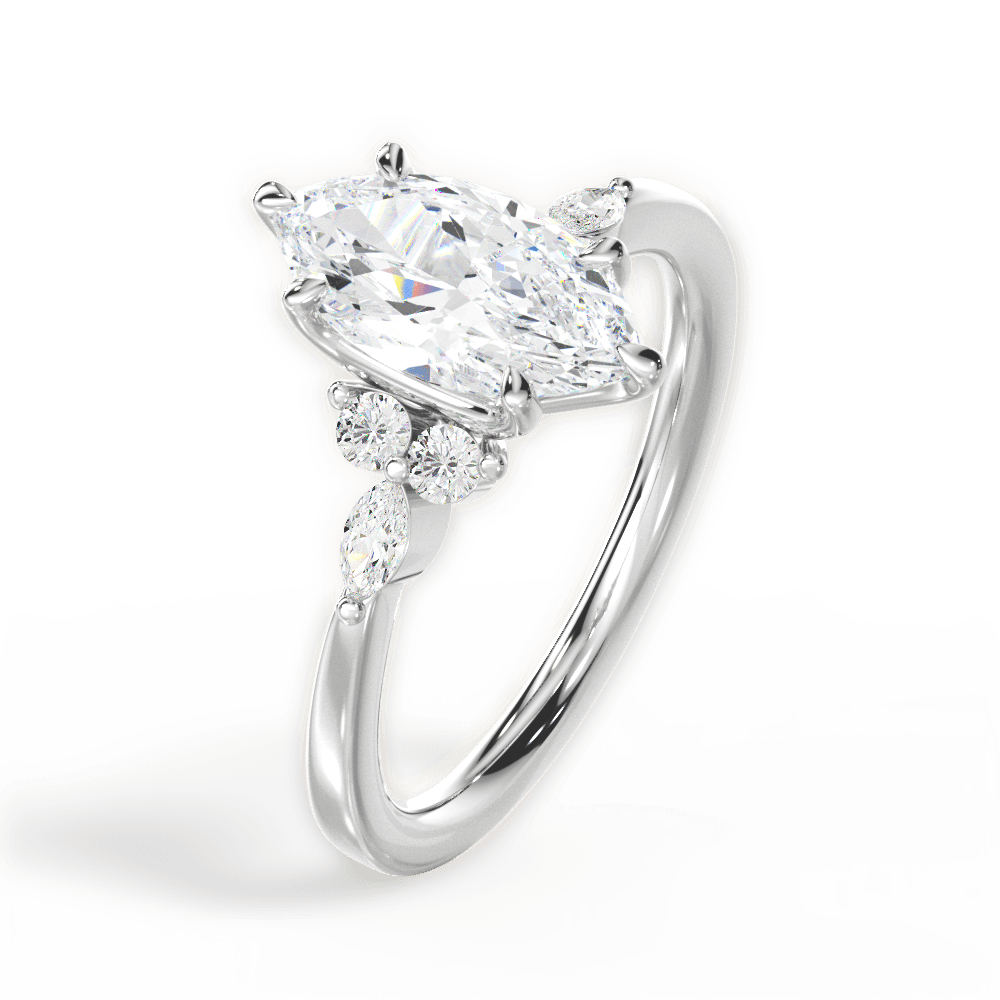 Cynthia Marquise Cut Lab Grown Diamond Platinum Engagement Ring - View 3