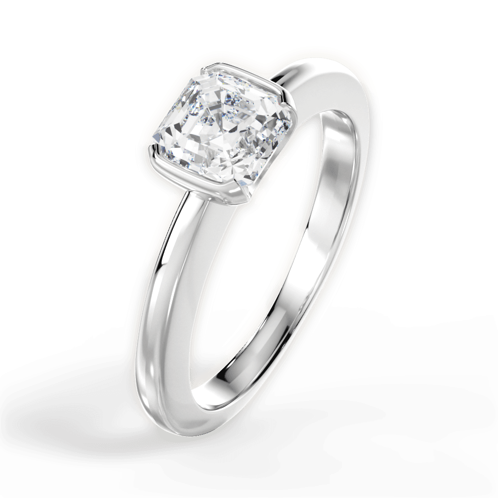 Bridget Asscher Cut Lab Grown Diamond Platinum Engagement Ring - View 2