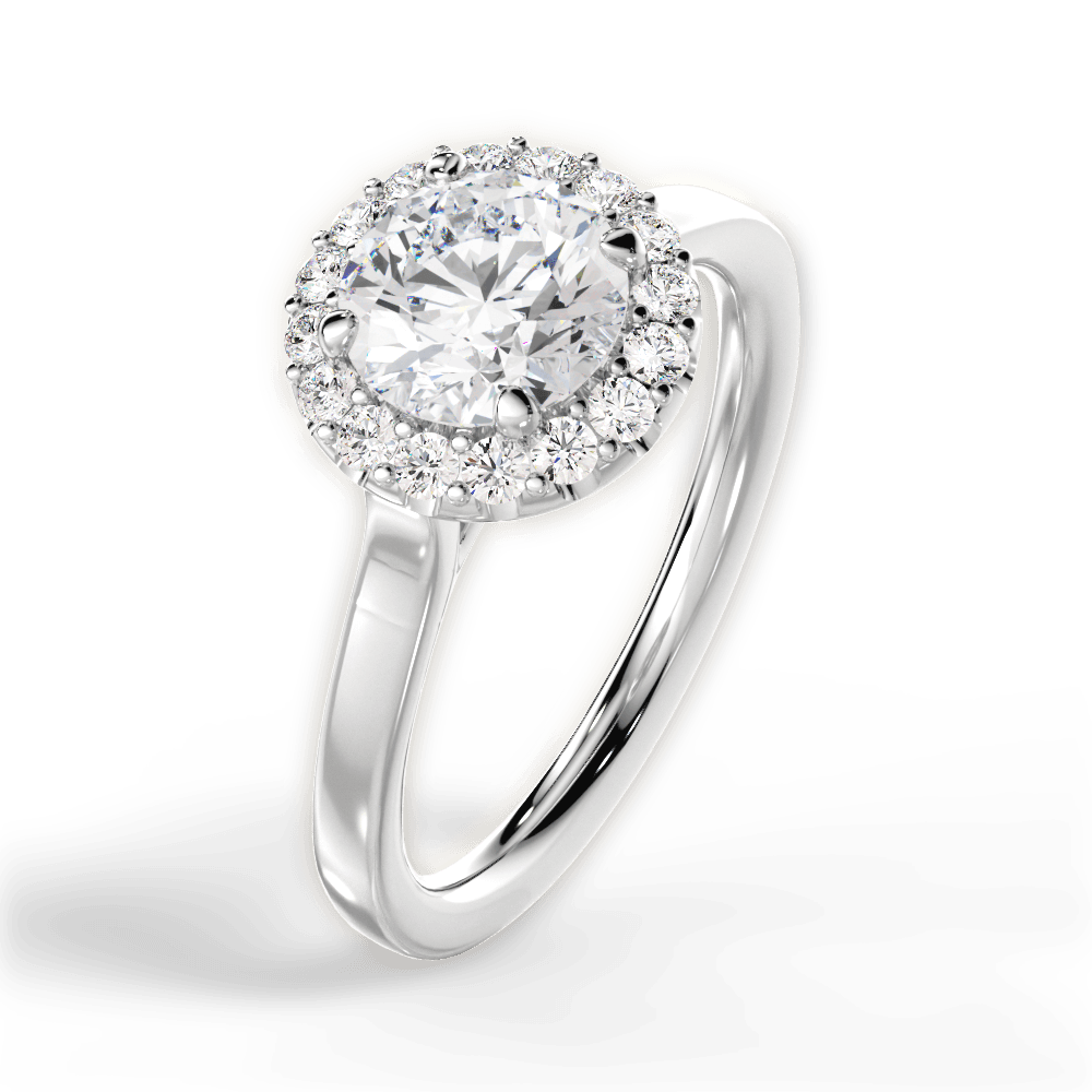 Fiona Round Cut Lab Grown Diamond 18Kt White Gold Engagement Ring - View 2