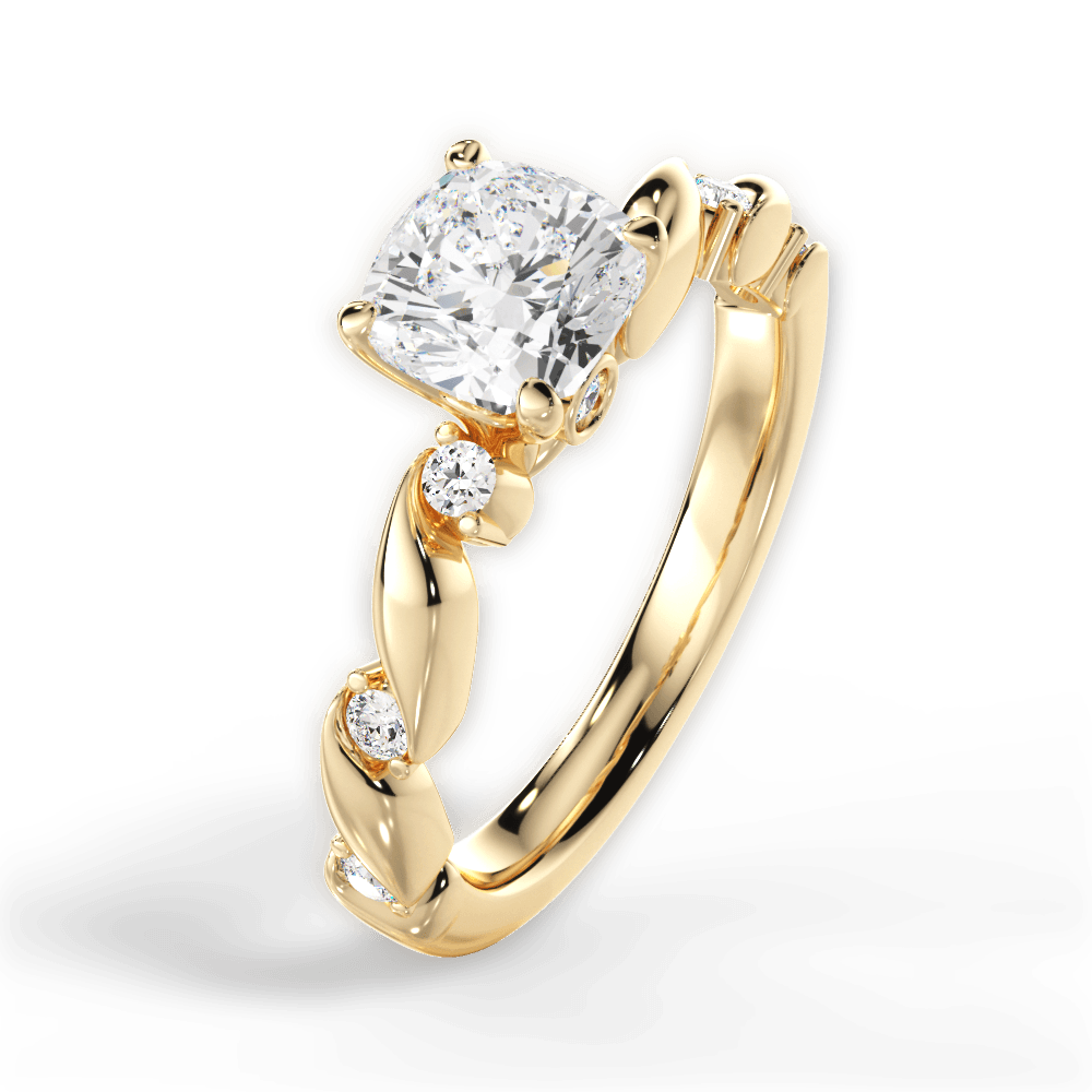 Emma Cushion Cut Lab Grown Diamond 18Kt Yellow Gold Engagement Ring - View 2
