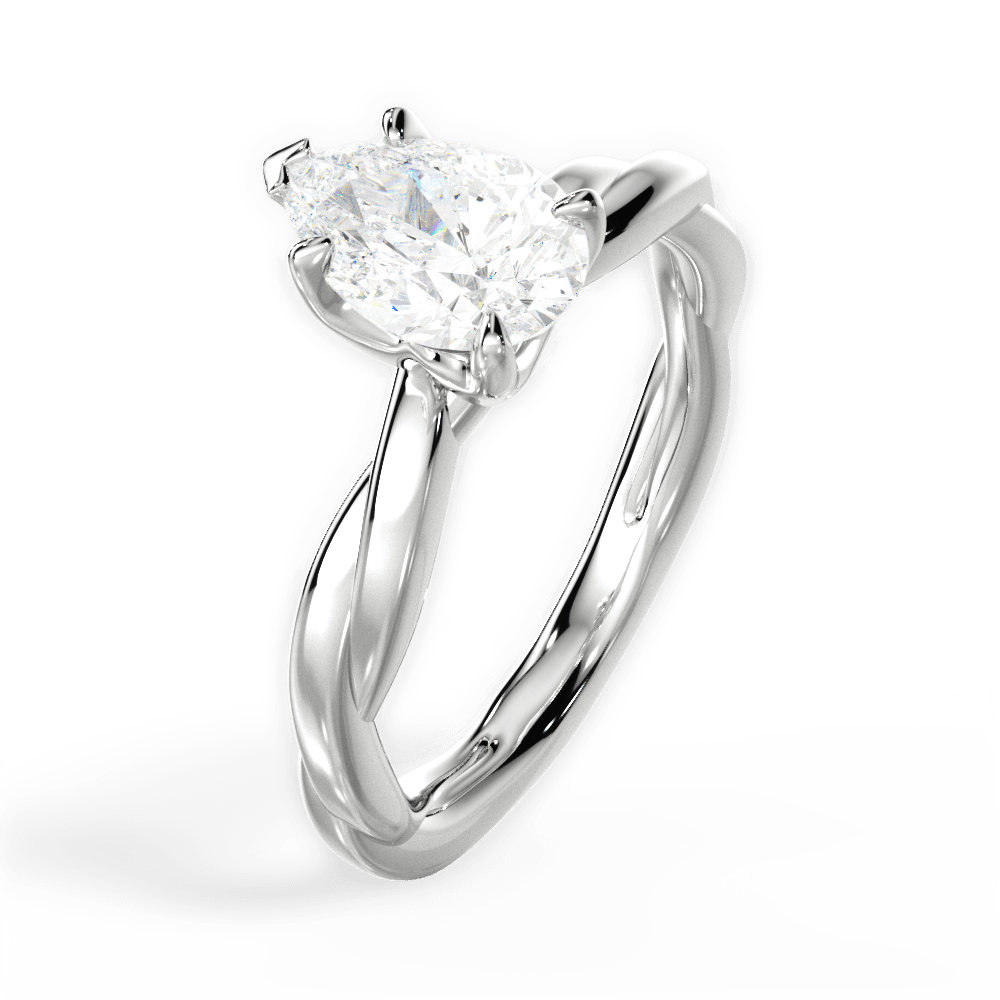Bianca Pear Cut Lab Grown Diamond 14Kt White Gold Engagement Ring - View 4