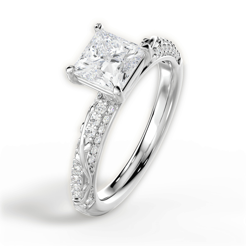 Gloria Princess Cut Lab Grown Diamond 18Kt White Gold Engagement Ring - View 4