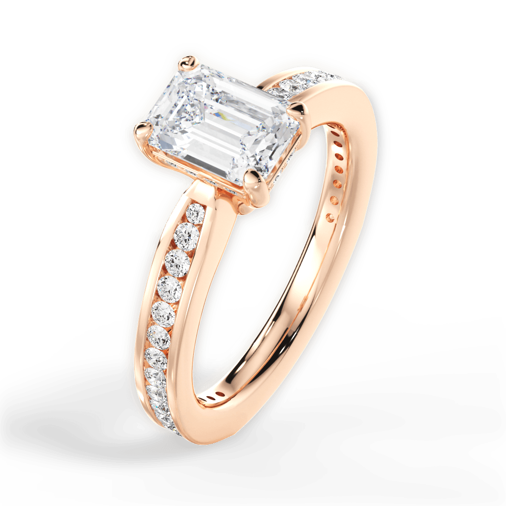 Katelyn Emerald Cut Lab Grown Diamond 18Kt Rose Gold Engagement Ring - View 4