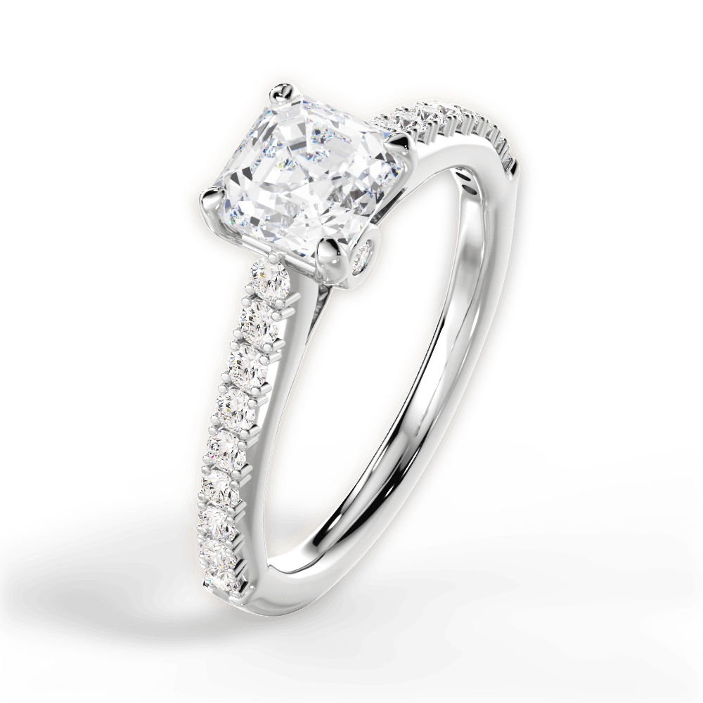 Frances Asscher Cut Lab Grown Diamond 18Kt White Gold Engagement Ring - View 4