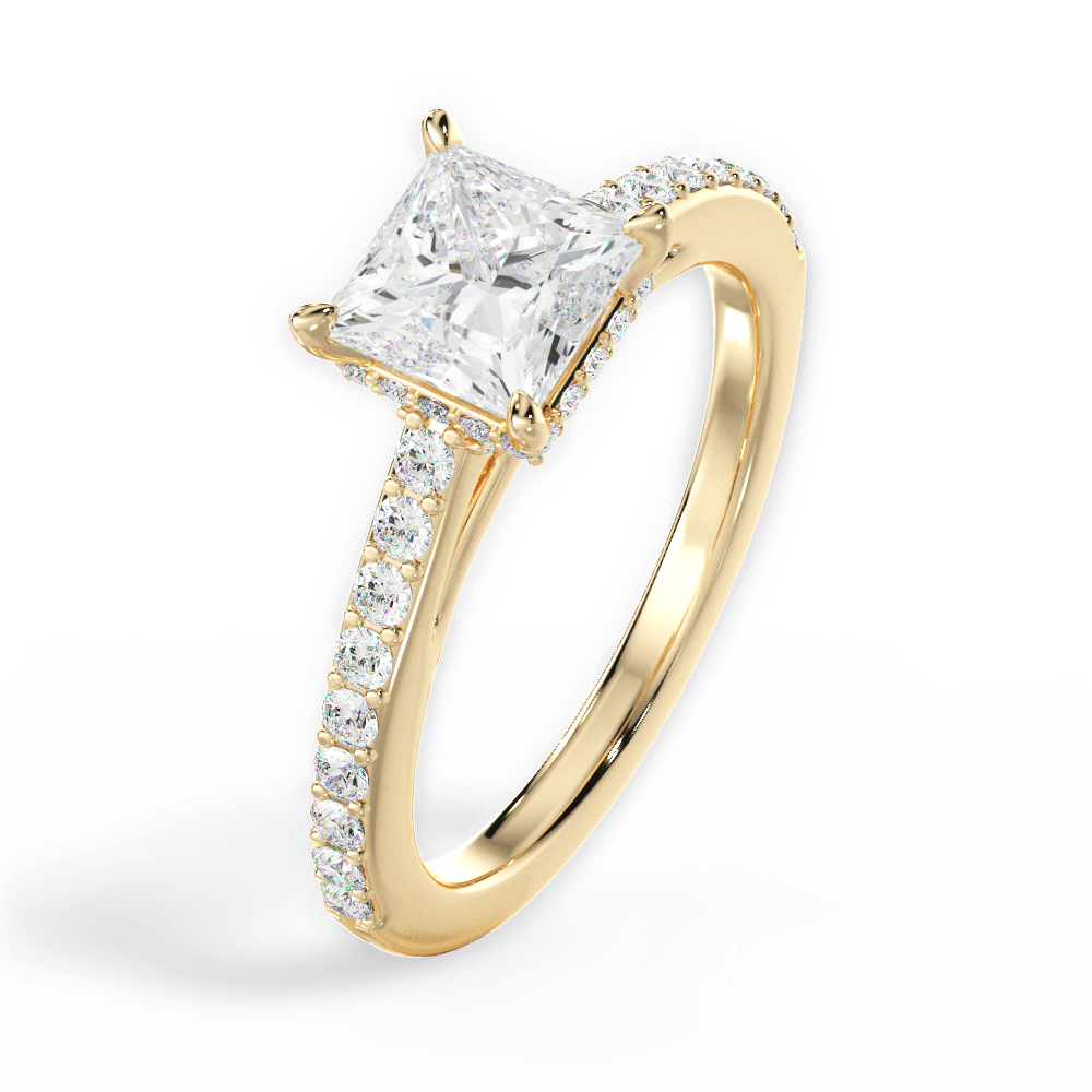 Joan Princess Cut Lab Grown Diamond 18Kt Yellow Gold Engagement Ring - View 4