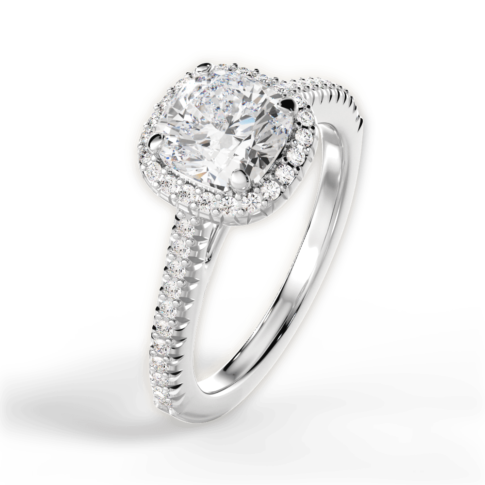 Jenny Cushion Cut Lab Grown Diamond 18Kt White Gold Engagement Ring - View 4