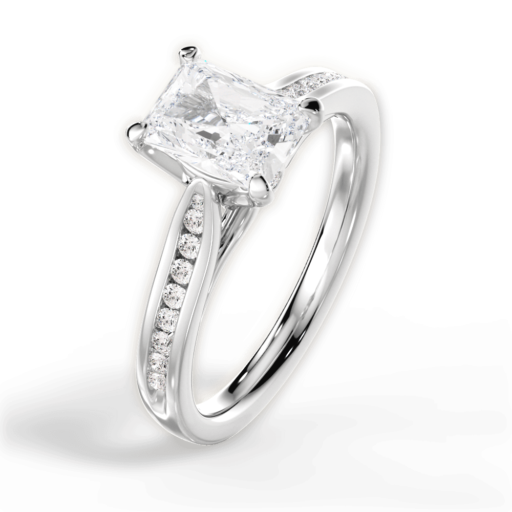 Elena Radiant Cut Lab Grown Diamond Platinum Engagement Ring - View 4