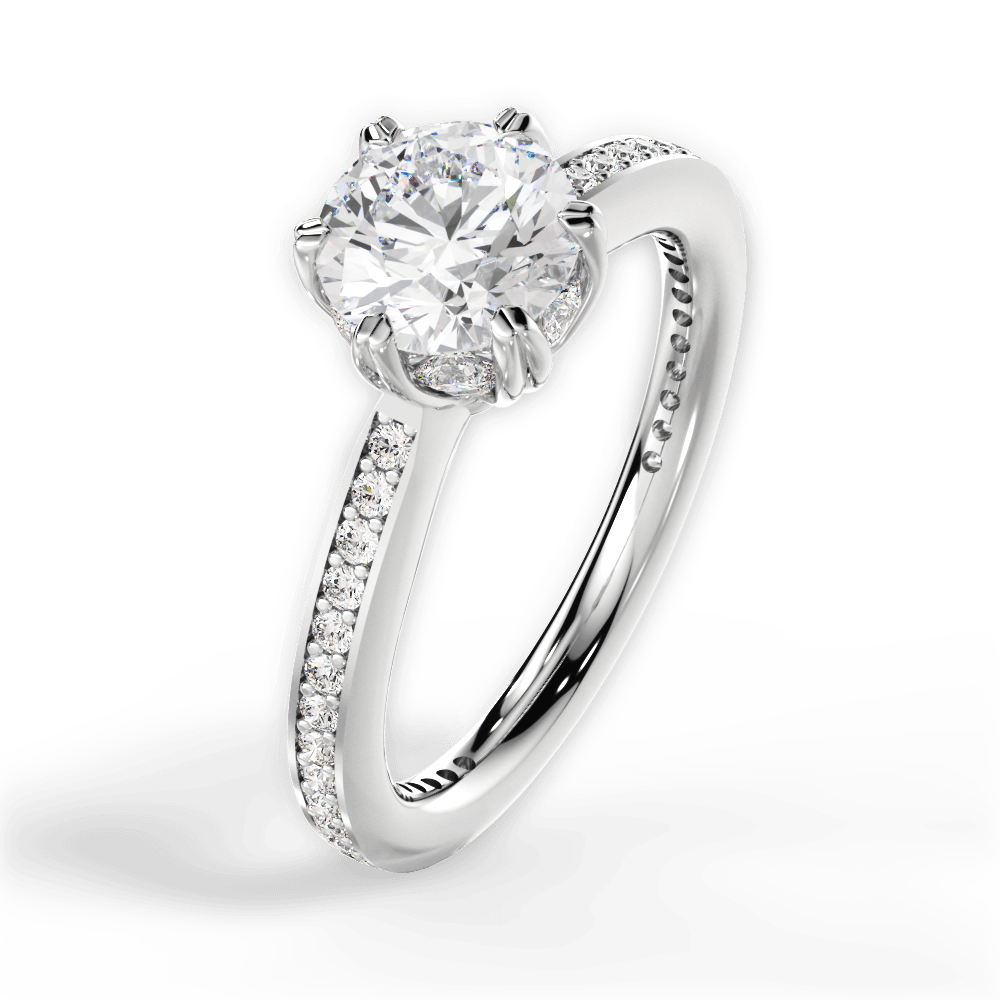 Louise Round Cut Lab Grown Diamond 18Kt White Gold Engagement Ring - View 4