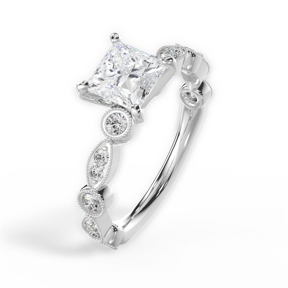 Edith Princess Cut Lab Grown Diamond Platinum Engagement Ring - View 2