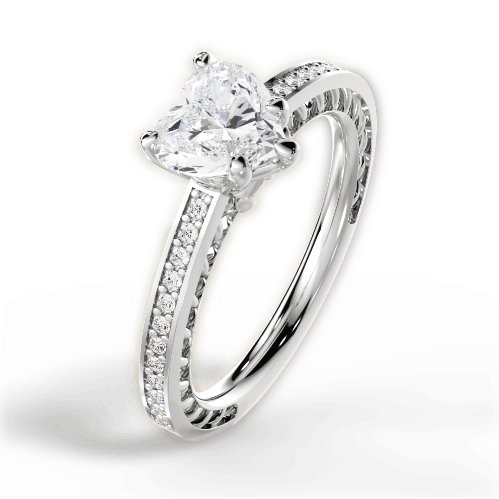 Donna Heart Cut Lab Grown Diamond Platinum Engagement Ring - View 3