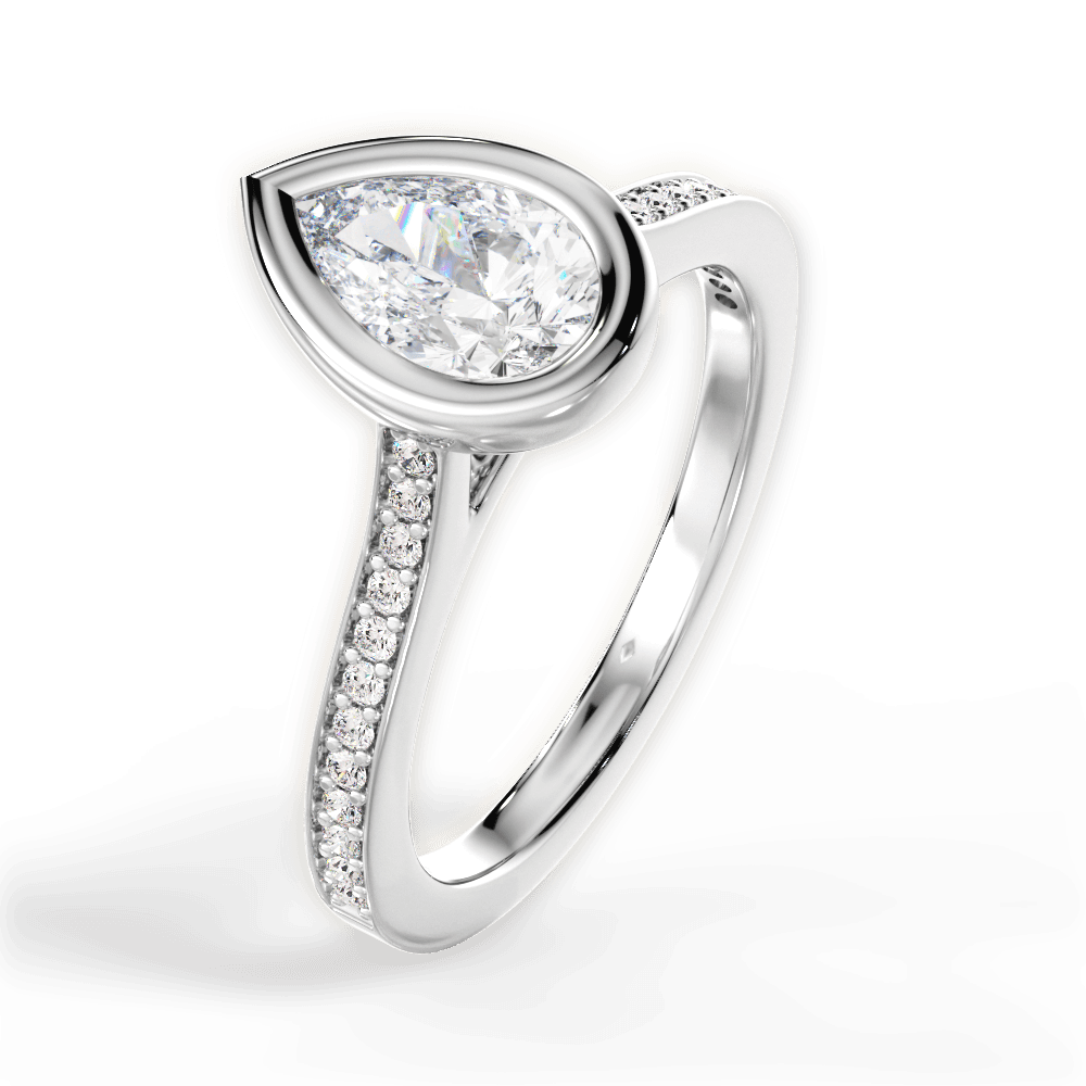 Deanna Pear Cut Lab Grown Diamond Platinum Engagement Ring - View 2
