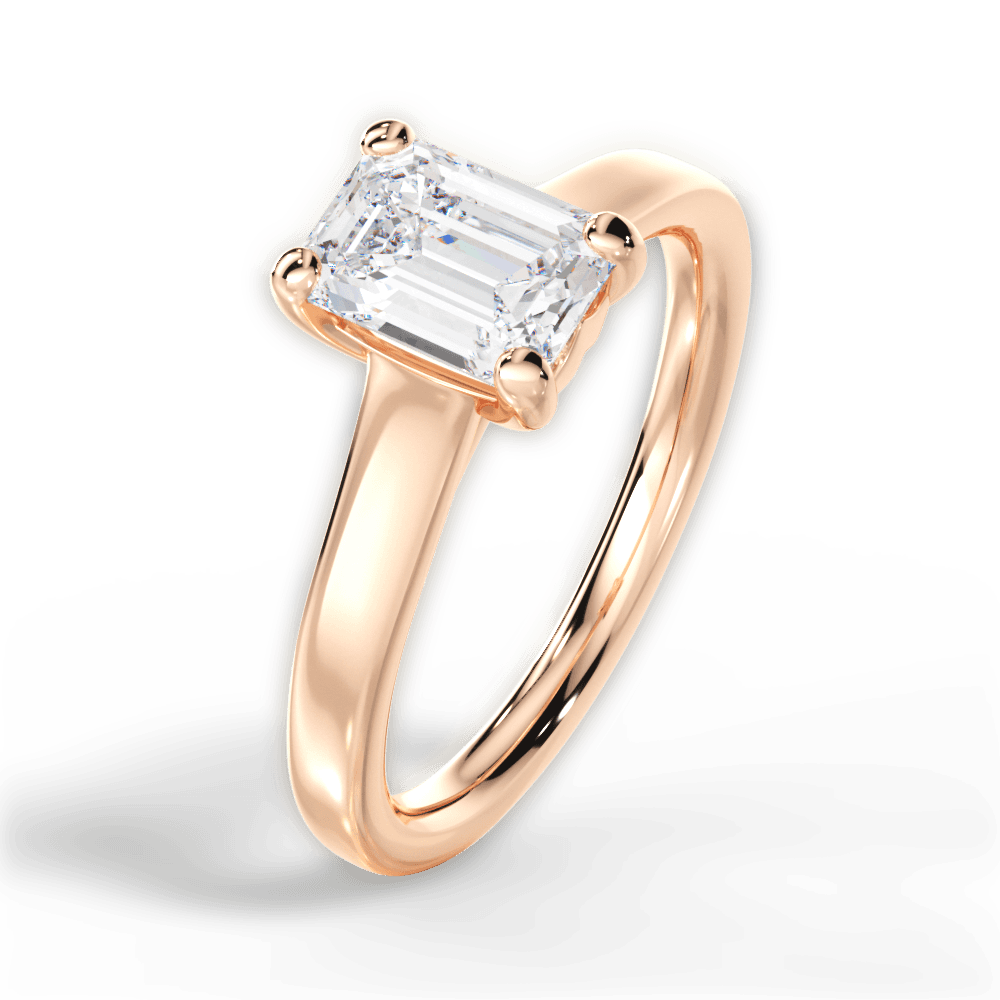Ariana Emerald Cut Lab Grown Diamond 18Kt Rose Gold Engagement Ring - View 4