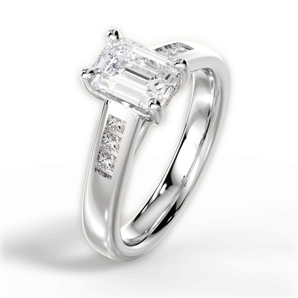 Brittany Emerald Cut Lab Grown Diamond 18Kt White Gold Engagement Ring - View 4