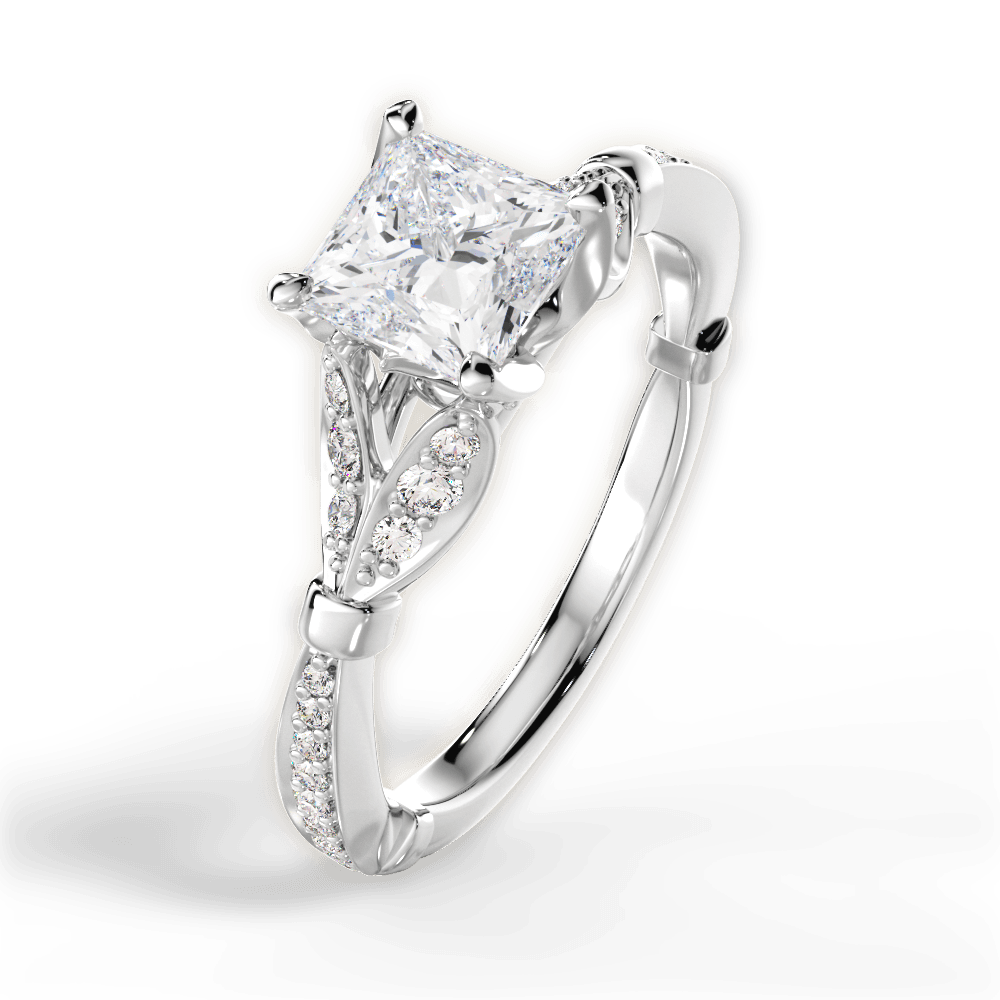 Geraldine Princess Cut Lab Grown Diamond 14Kt White Gold Engagement Ring - View 2