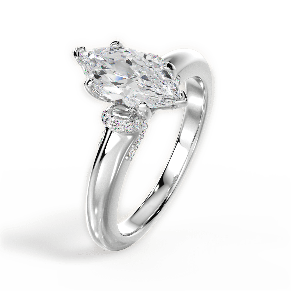 Florence Marquise Cut Lab Grown Diamond 18Kt White Gold Engagement Ring - View 4
