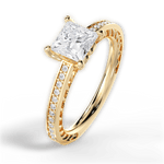 Donna Princess Cut Lab Grown Diamond 18Kt Yellow Gold Engagement Ring - View 3