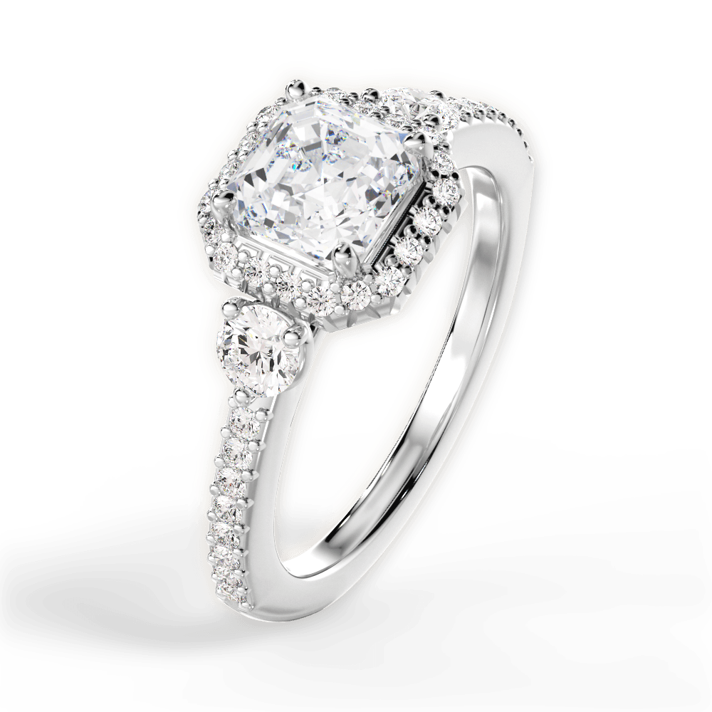 Julia Asscher Cut Lab Grown Diamond Platinum Engagement Ring - View 2
