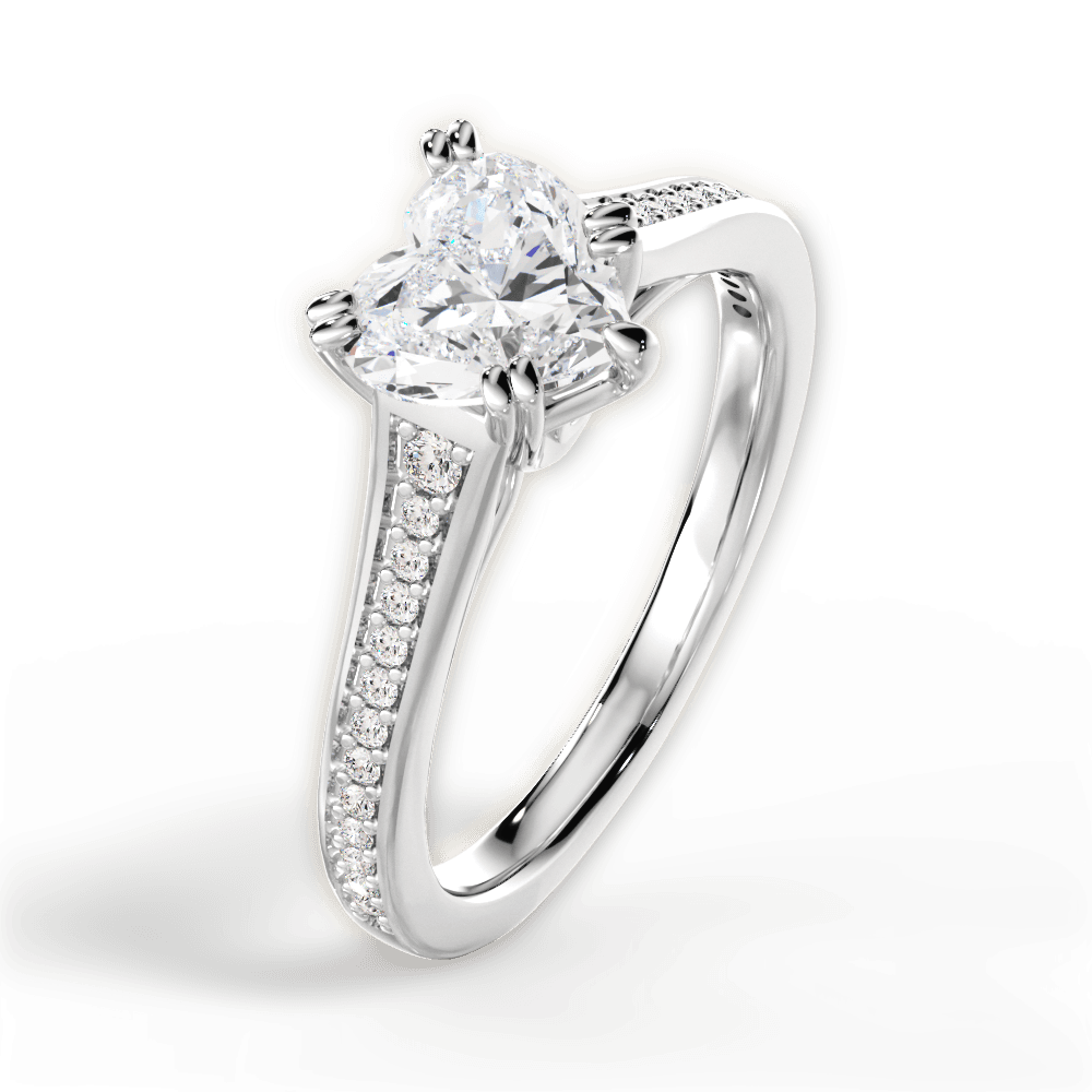Delia Heart Cut Lab Grown Diamond Platinum Engagement Ring - View 3