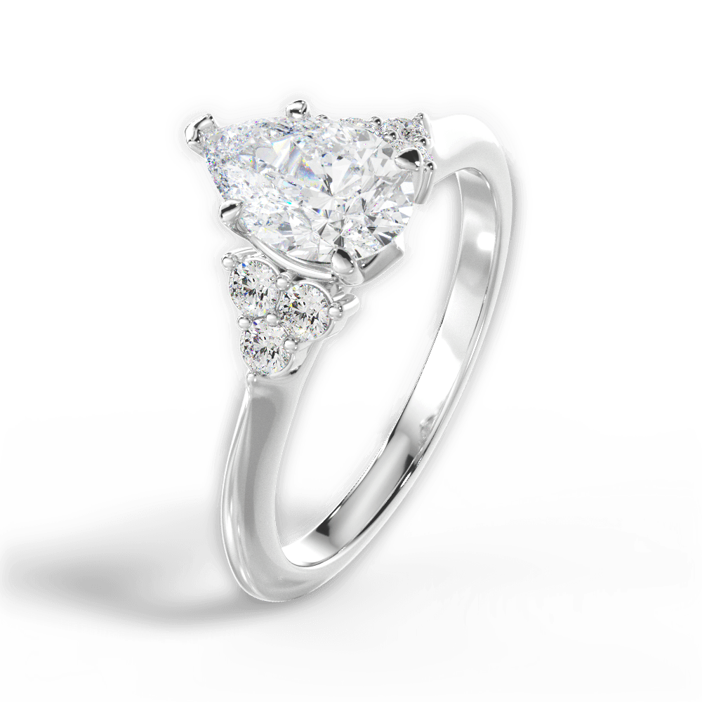 Celeste Pear Cut Lab Grown Diamond 18Kt White Gold Engagement Ring - View 2